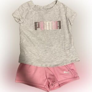Puma 3T Gray Top with Pink Shorts